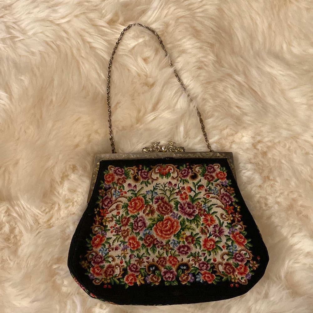 VINTAGE “Petite-Point” Needlepoint Purse